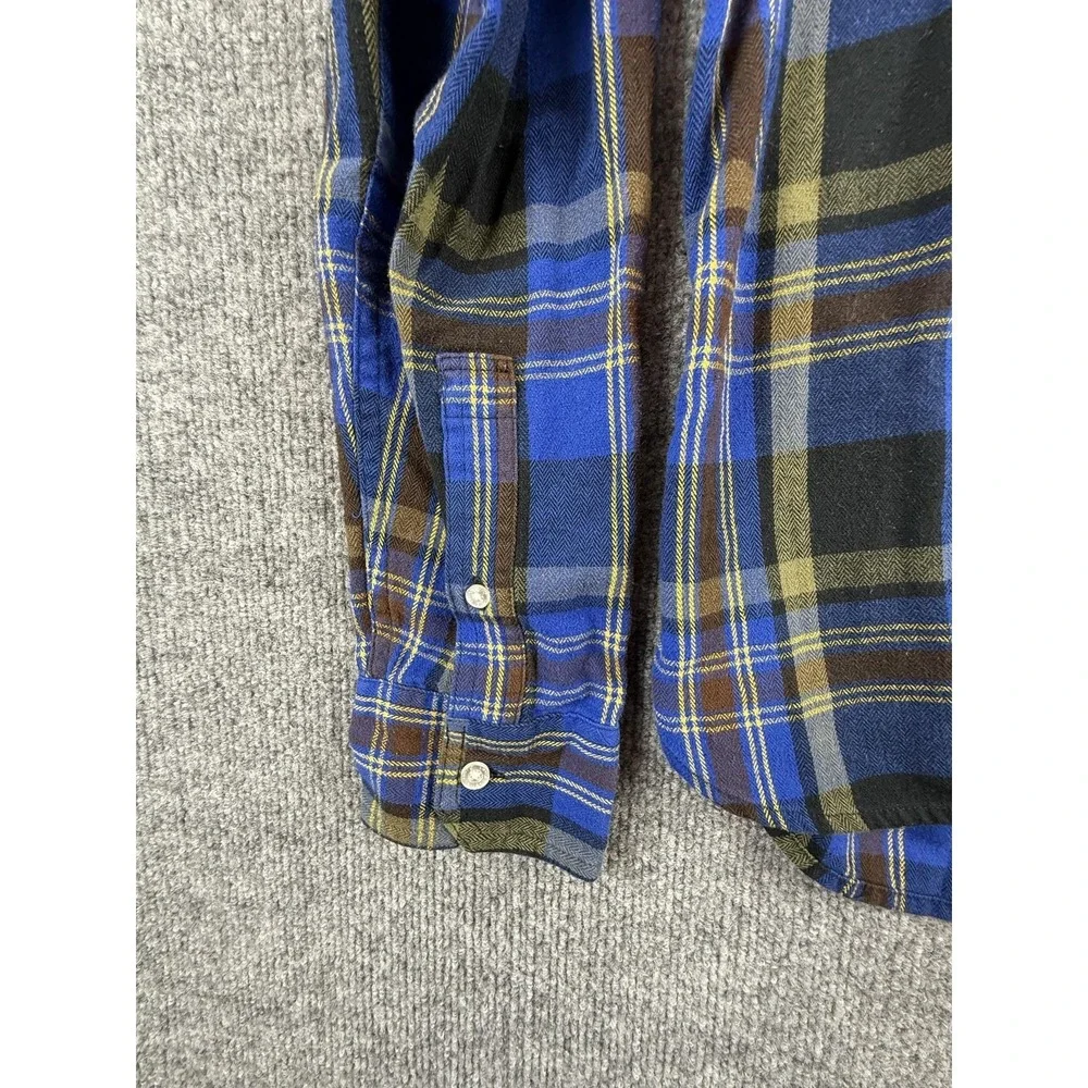 Levi's Shirt Mens Medium Blue Plaid Flannel Long Sleeve Button Up Pockets Casual